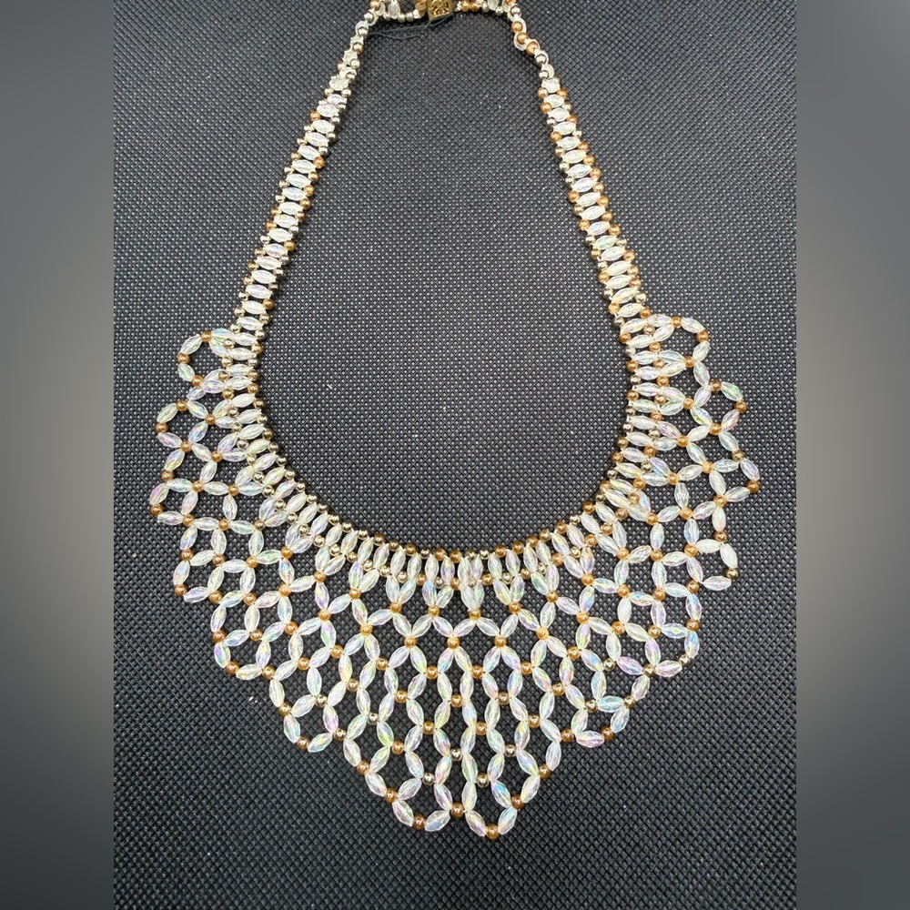 Vintage Aurora Beaded Bib Style Necklace Choker